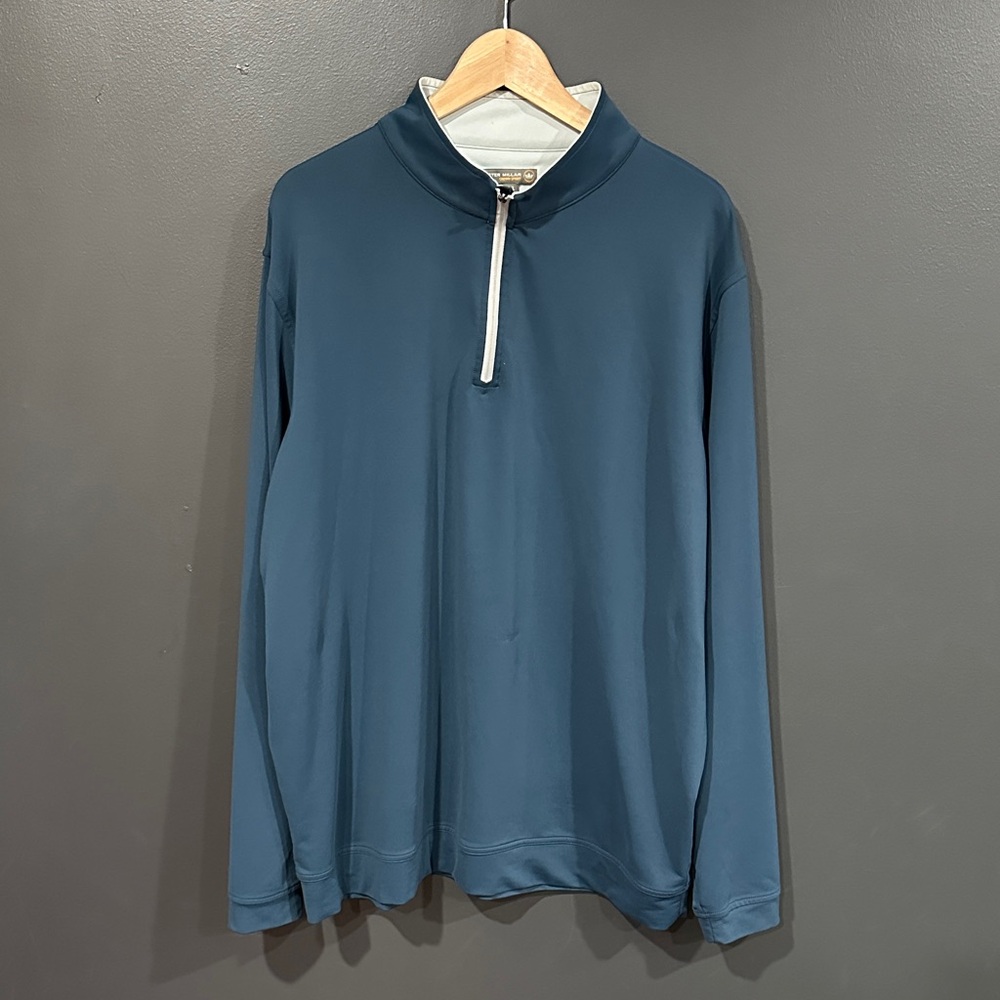 Peter Millar Slate Blue Half-Zip Pullover Sweater